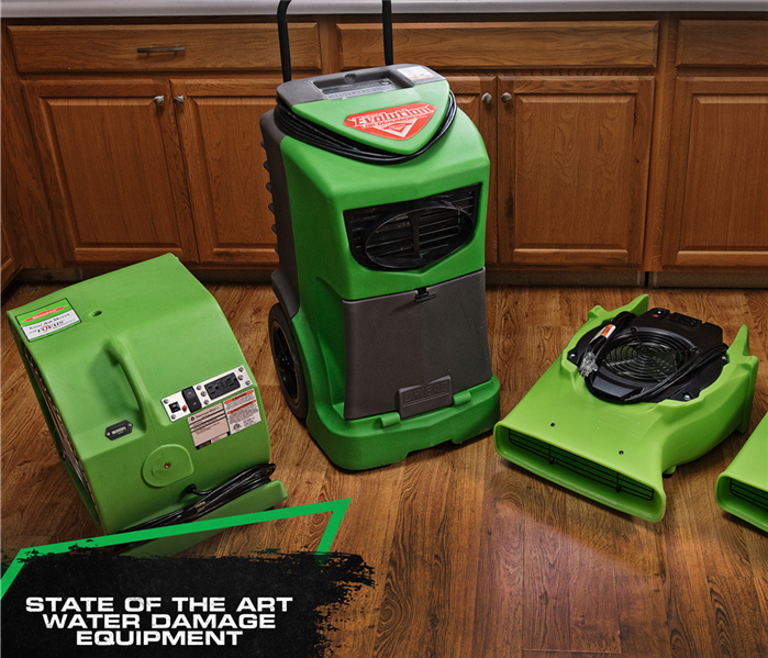 SERVPRO drying equipment in kitchen